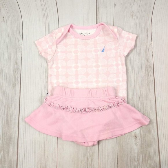 Baby Girl 2 Outfits 1 Pc. Bodysuit and 1 Mini Skirt Matching Set Pink/Blue 3-6M - Picture 7 of 12
